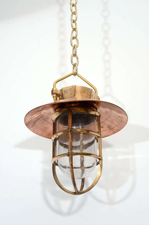 Pair of Dutch Copper and Brass Nautical Pendant Lights For Sale 2