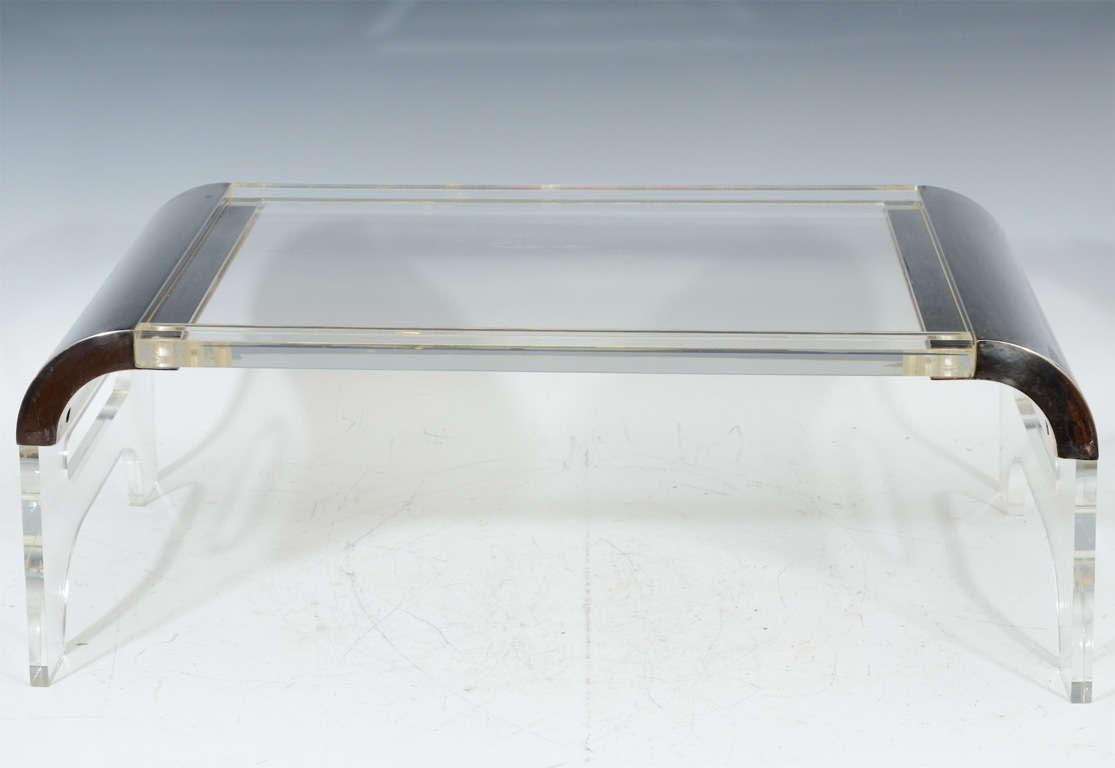 Mid Century Lucite and Chrome Serving Tray 1