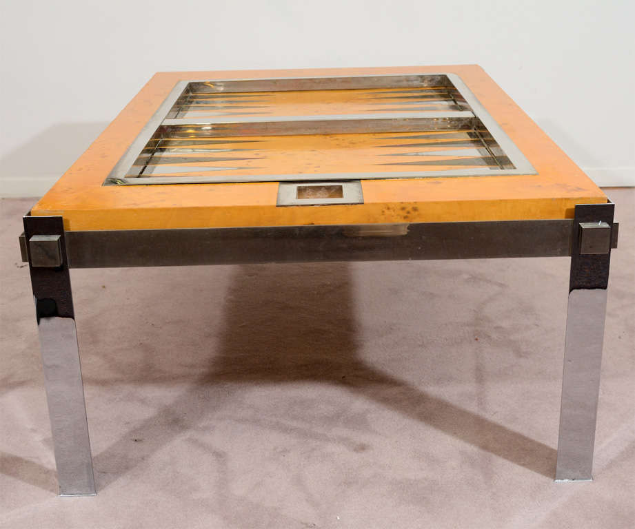 Brass Midcentury Backgammon Table by Tommaso Barbi