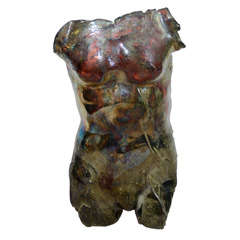 "Torso" Sculpture with Iridescent Metallic Finish, Signed and Dated