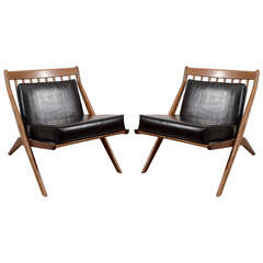Pair of Mid Century Scissor Chairs by Folke Ohlsson for Dux