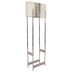 Mid Century Chrome and Lucite Three-Light Floor Lamp