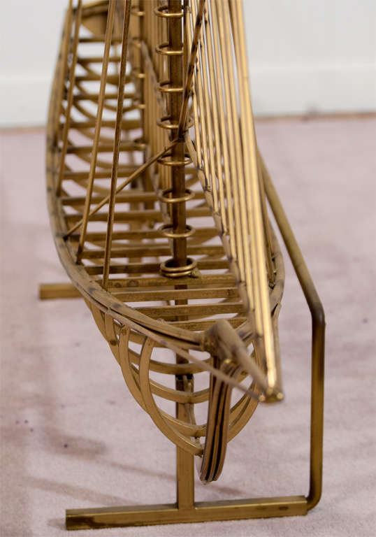 Large Mid Century Brass Sailboat Sculpture by Curtis Jere In Fair Condition In New York, NY