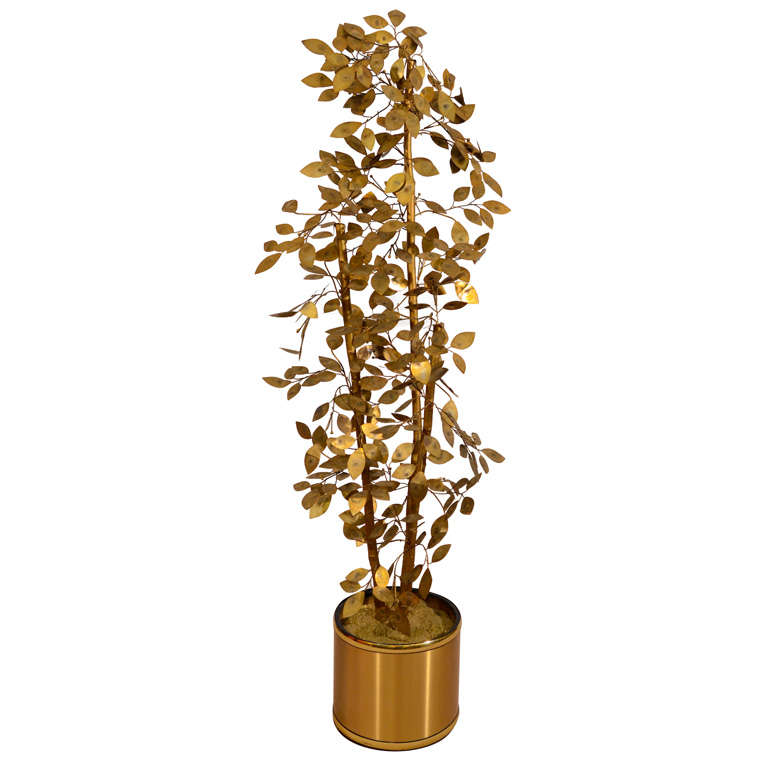 Mid Century Brass "Tree" Sculpture in the Style of Curtis Jere