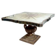 Hollywood Regency Eglomise Mirrored Table by Serge Roche