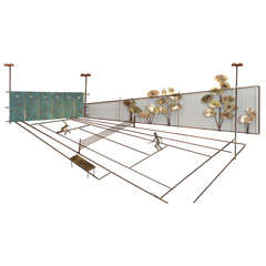 Mid Century Tennis Court Wall Sculpture by Curtis Jere