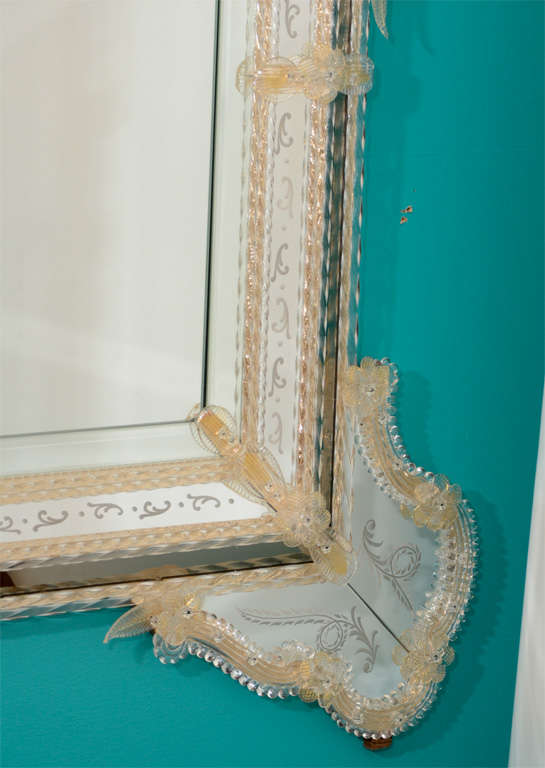 Italian Hollywood Regency Venetian Mirror with Floral Motif