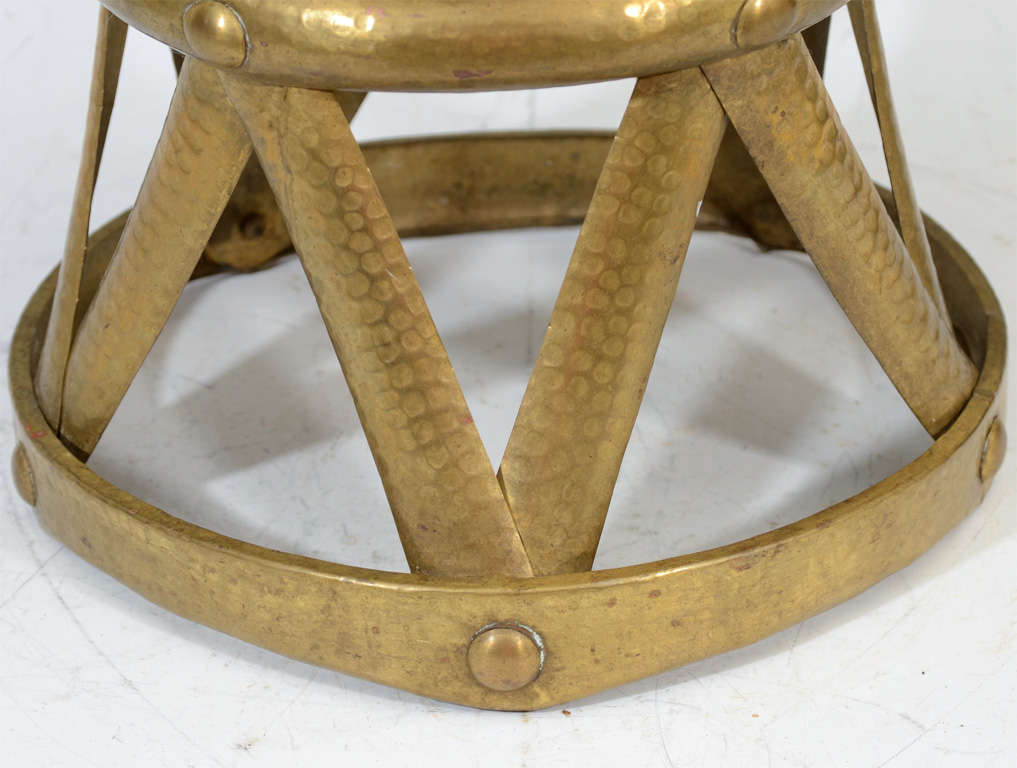 brass hammered side table