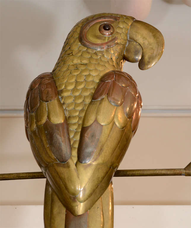 Pair of Brass Parrot Sculptures attributed to Sergio Bustamante 1