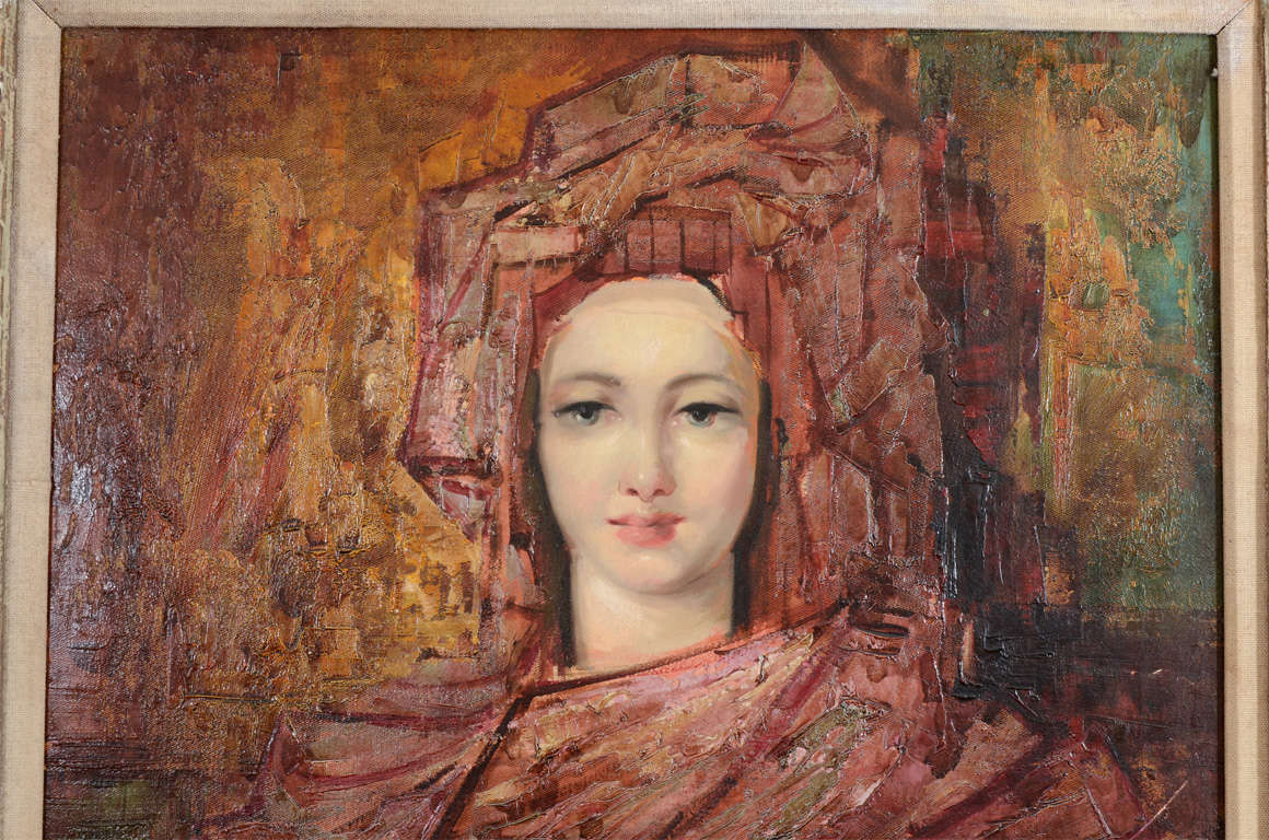 Italian Oil on Canvas Portrait by Paolo Emilio Bergamaschi