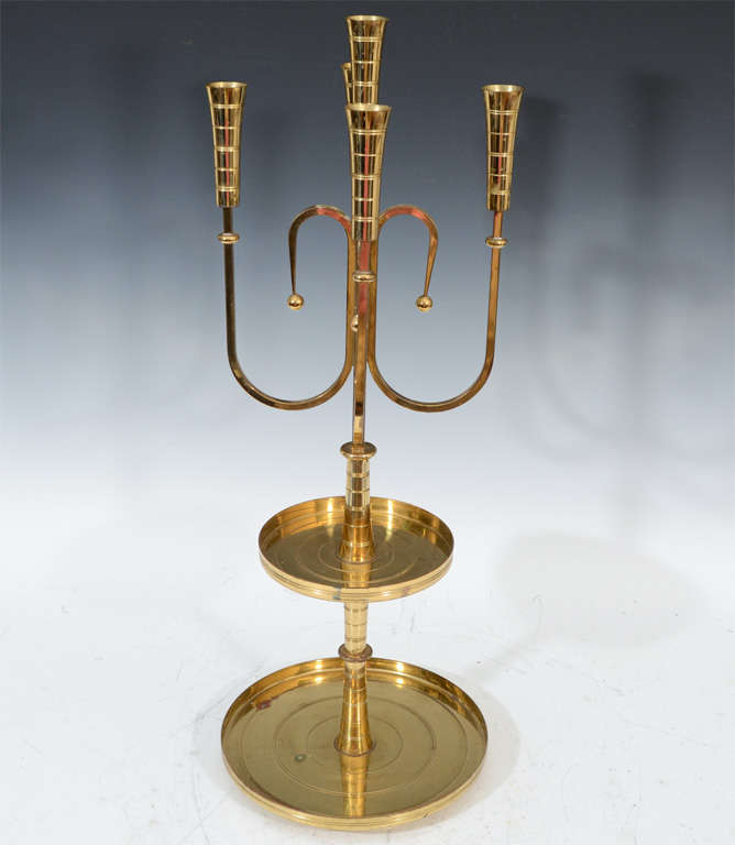 Pair of Mid Century Tommi Parzinger Dorlyn Brass Candelabra 2