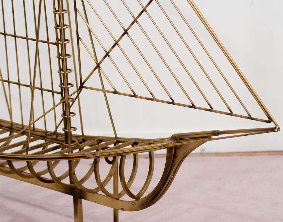 Large Mid Century Brass Sailboat Sculpture by Curtis Jere at 1stdibs