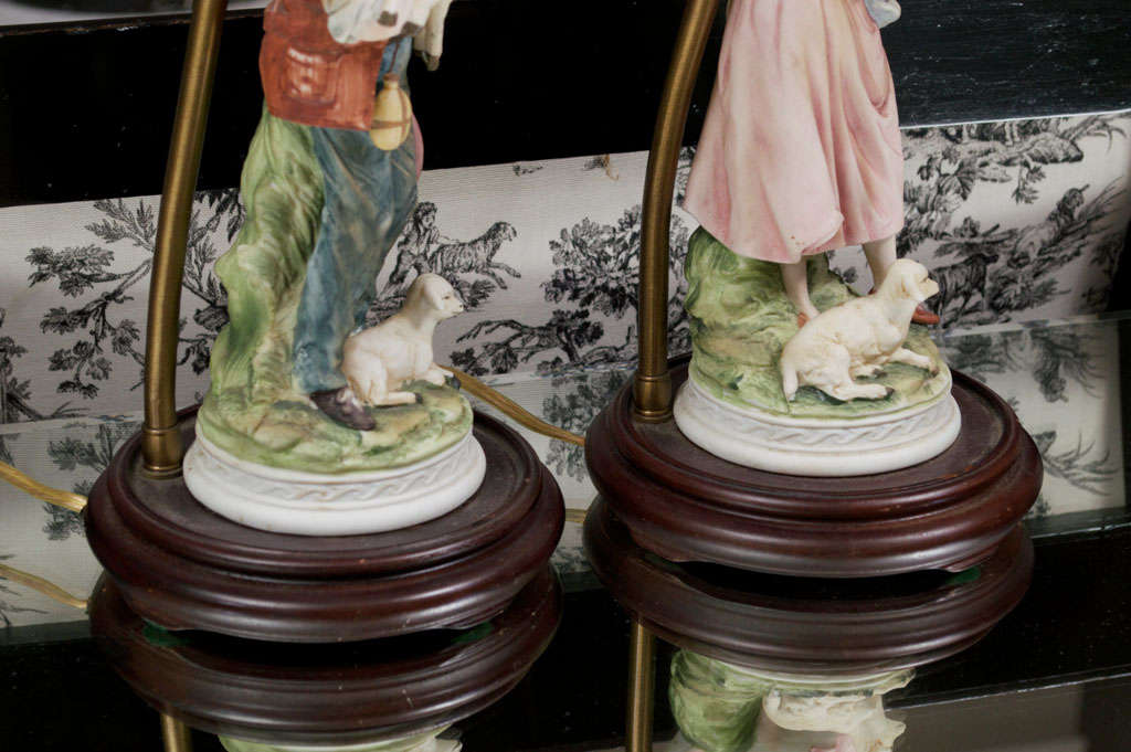 A Pair of Continental Shepherd and Shepherdess Table Lamps 1