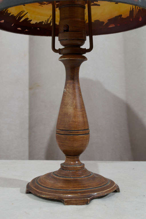 American Reverse Painted Boudoir Lamp
