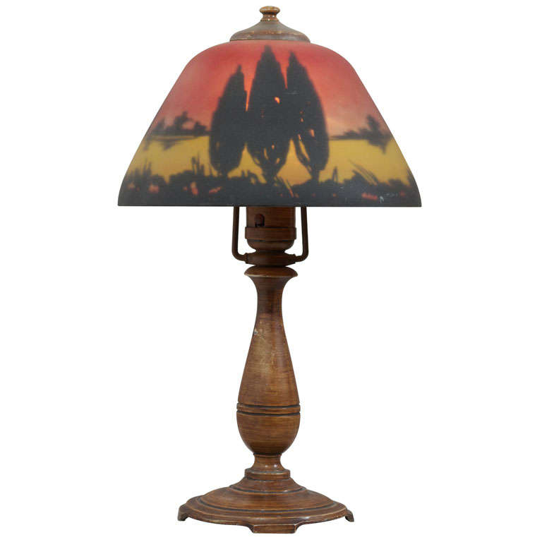 Reverse Painted Boudoir Lamp