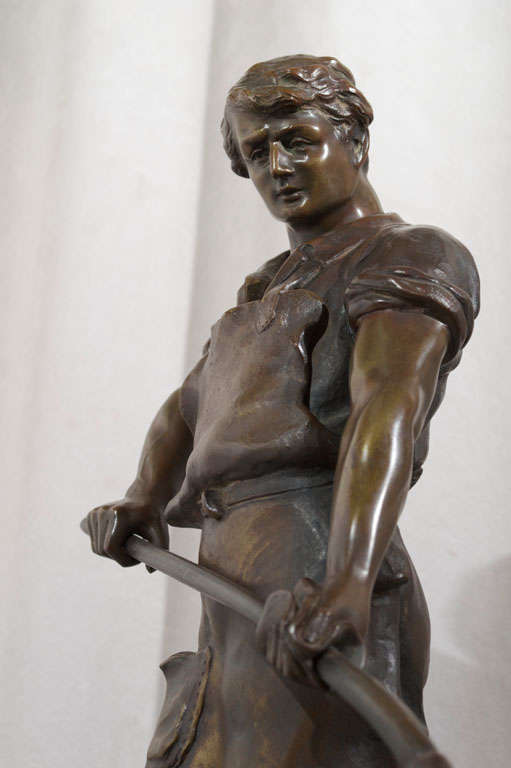 German Bronze Statue of Foundry Worker