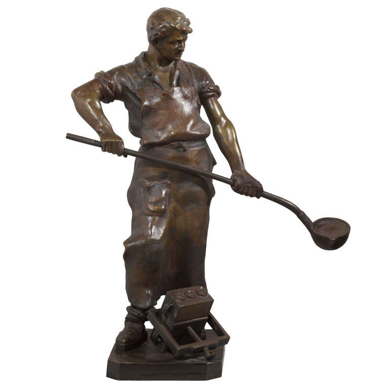 Bronze Statue of Foundry Worker