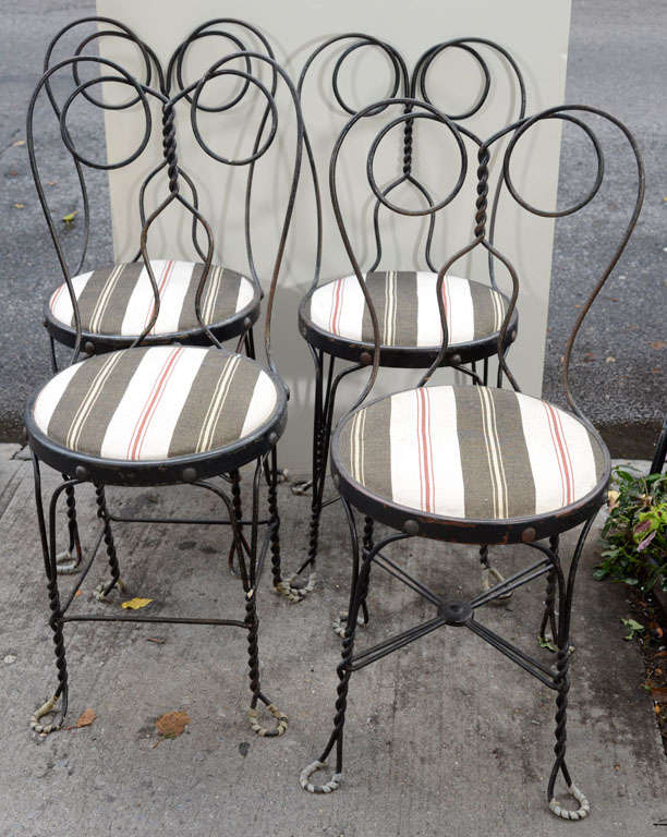 Ice Cream Parlor Chairs ,Striped Seats Reupholstered