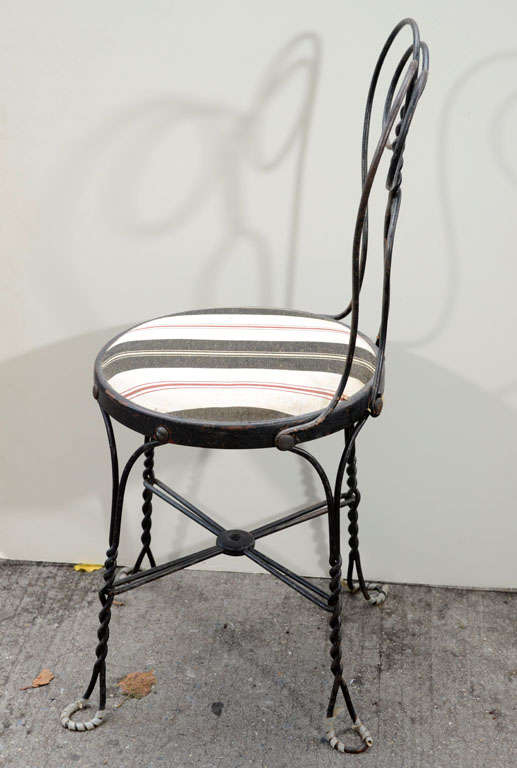 Wrought Iron Set of Four Ice Cream Chairs For Sale