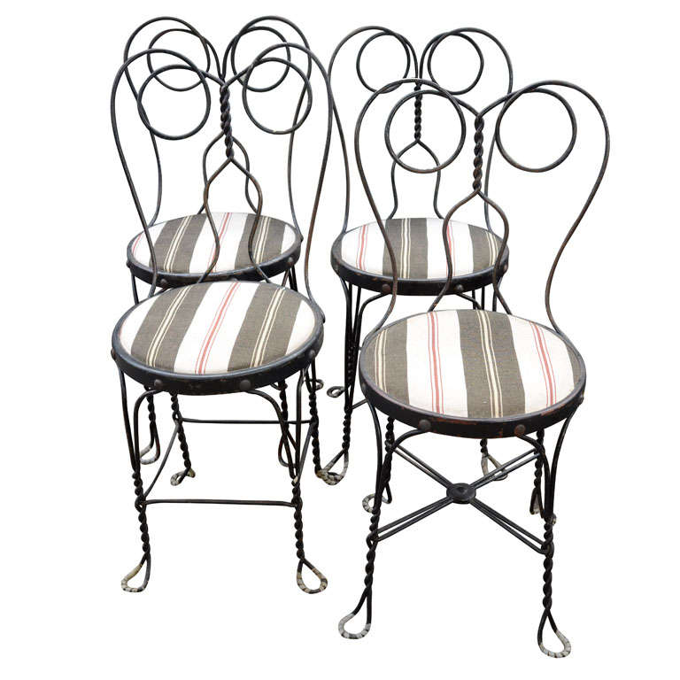 Set of Four Ice Cream Chairs For Sale