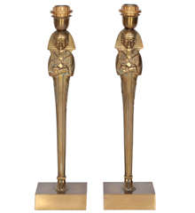 Pair of Bronze Lamps by Willy Daro