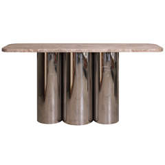 Stainless Steel and Marble Console Table