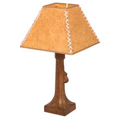 Lampe de table en chêne de Robert (Mouseman) Thompson, Angleterre vers 1970
