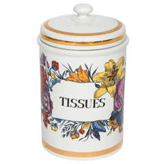 Piero Fornasetti porcelain tissues jar and cover, Italy circa 1960