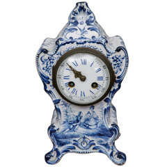Antique Blue and White French Shelf Clock