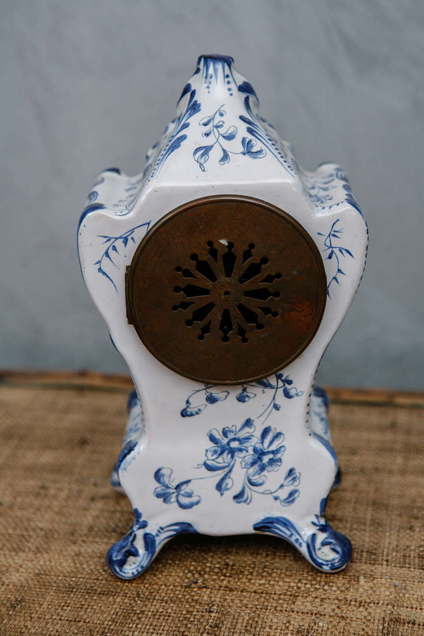 Blue and White French Shelf Clock For Sale 1