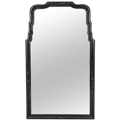 Vintage Queen Anne style Chinoiserie Ebony Mirror