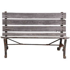 Vintage Old Wrought Iron Two Seater Park Bench