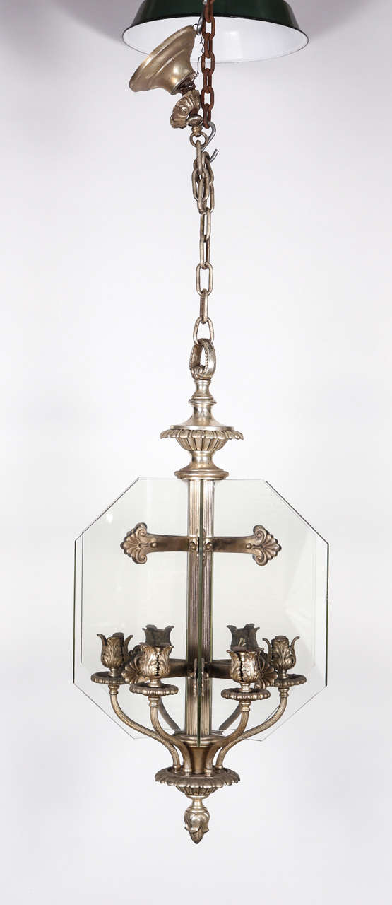 1920s Silver Plated Six Arm Bronze Bank Chandelier from Chicago 5