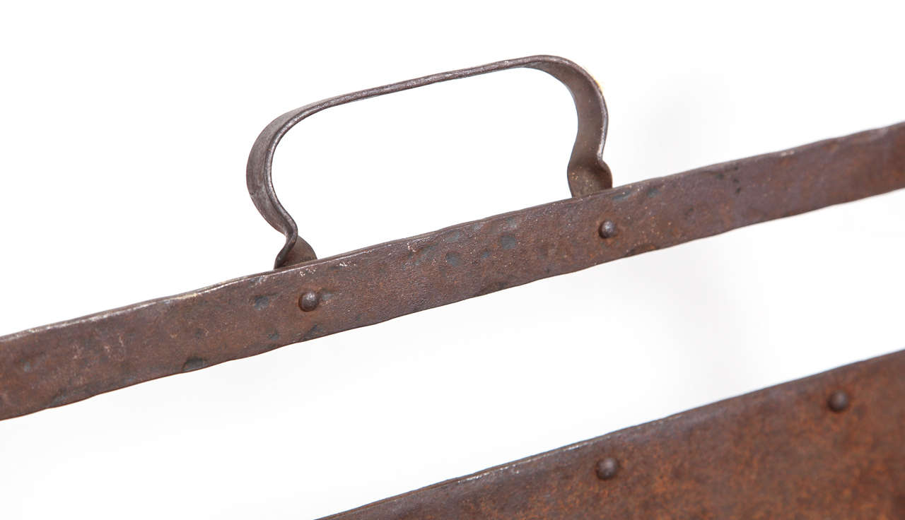 19th Century Craftsman Wrought Iron Log Holder with Handles