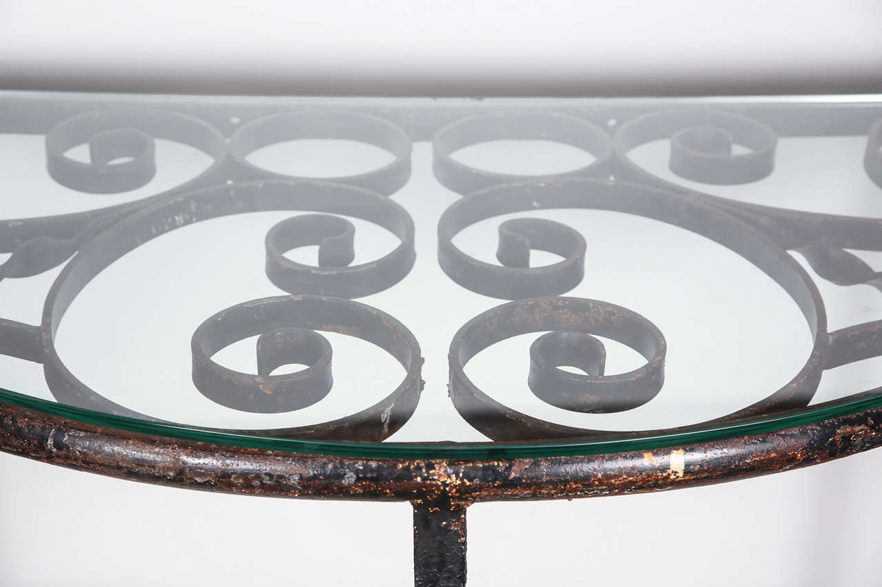 wrought iron demilune table