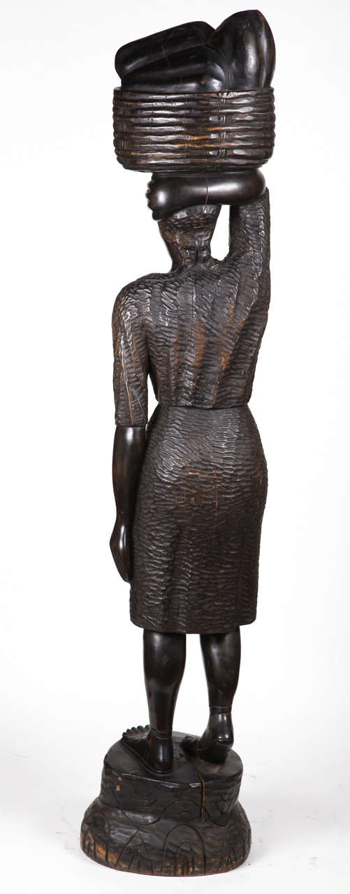 Haitian Carved Wood Statue from Haiti