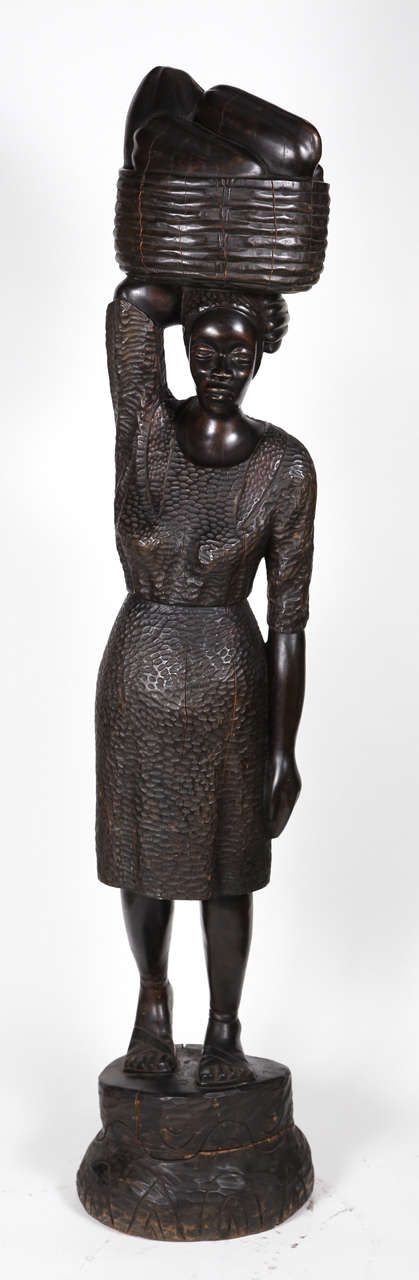 20th Century Carved Wood Statue from Haiti