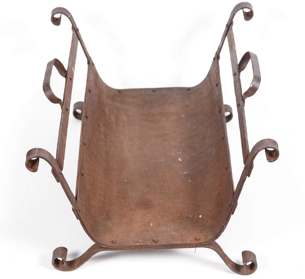 Craftsman Wrought Iron Log Holder with Handles For Sale at 1stDibs