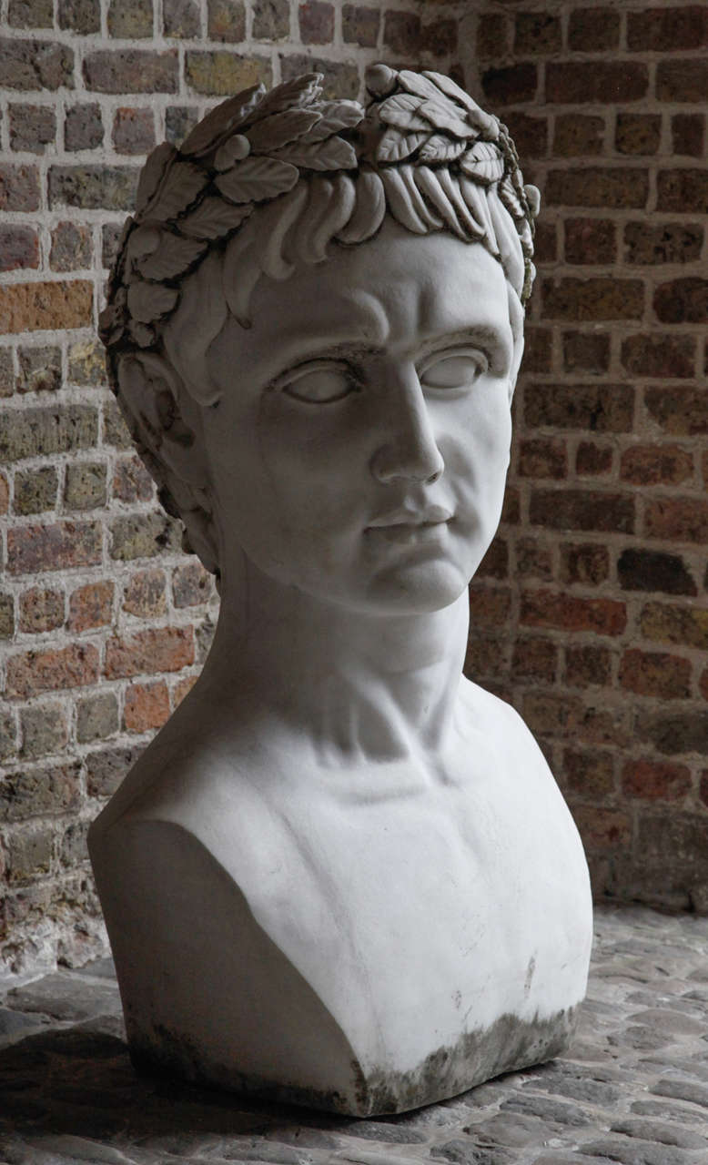 Italian A Gigantic Carrara Bust Of Roman Emperor Augustus