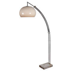 Adjustable Mid century arc floor lamp with original shade - Guzzini