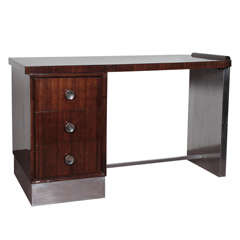 French Art Deco desk in palisander and metal - Maurice Lafaille