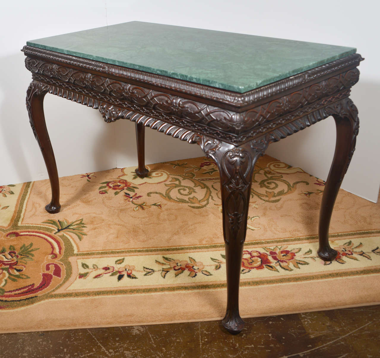 19th C Irish Mahogany Single Drawer Marble Topped Console Table 2