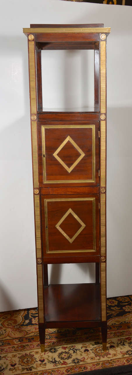 19th c Russian mahogany and brass inlayed etegere