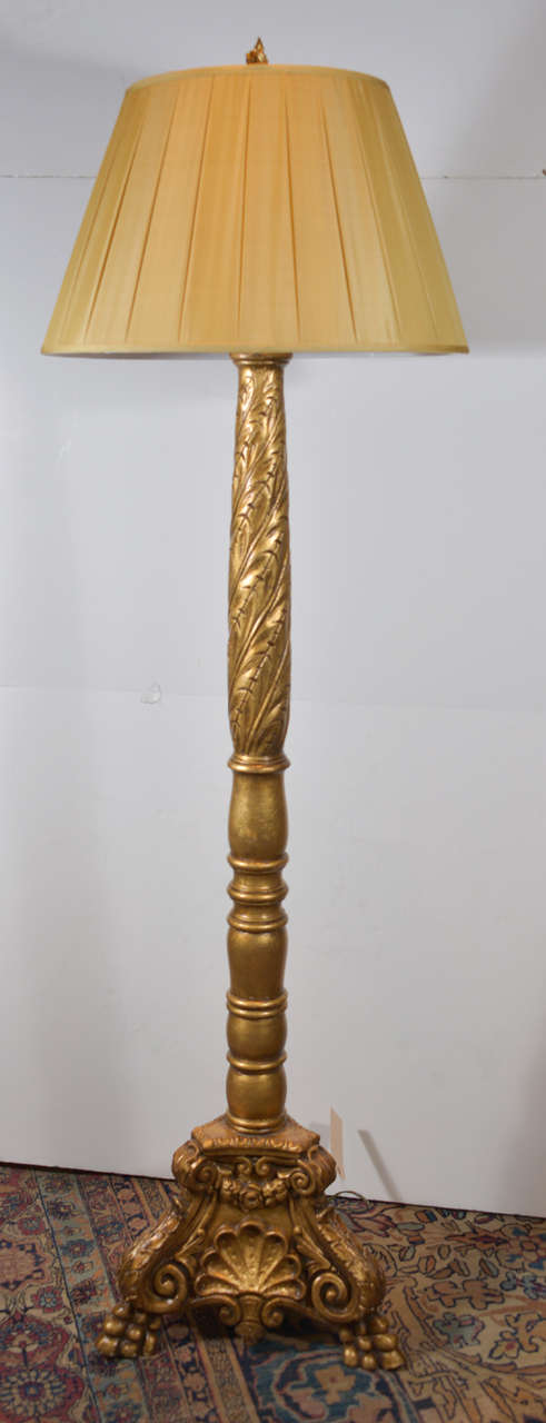 19th c  Italian carved and gilt floor lamp