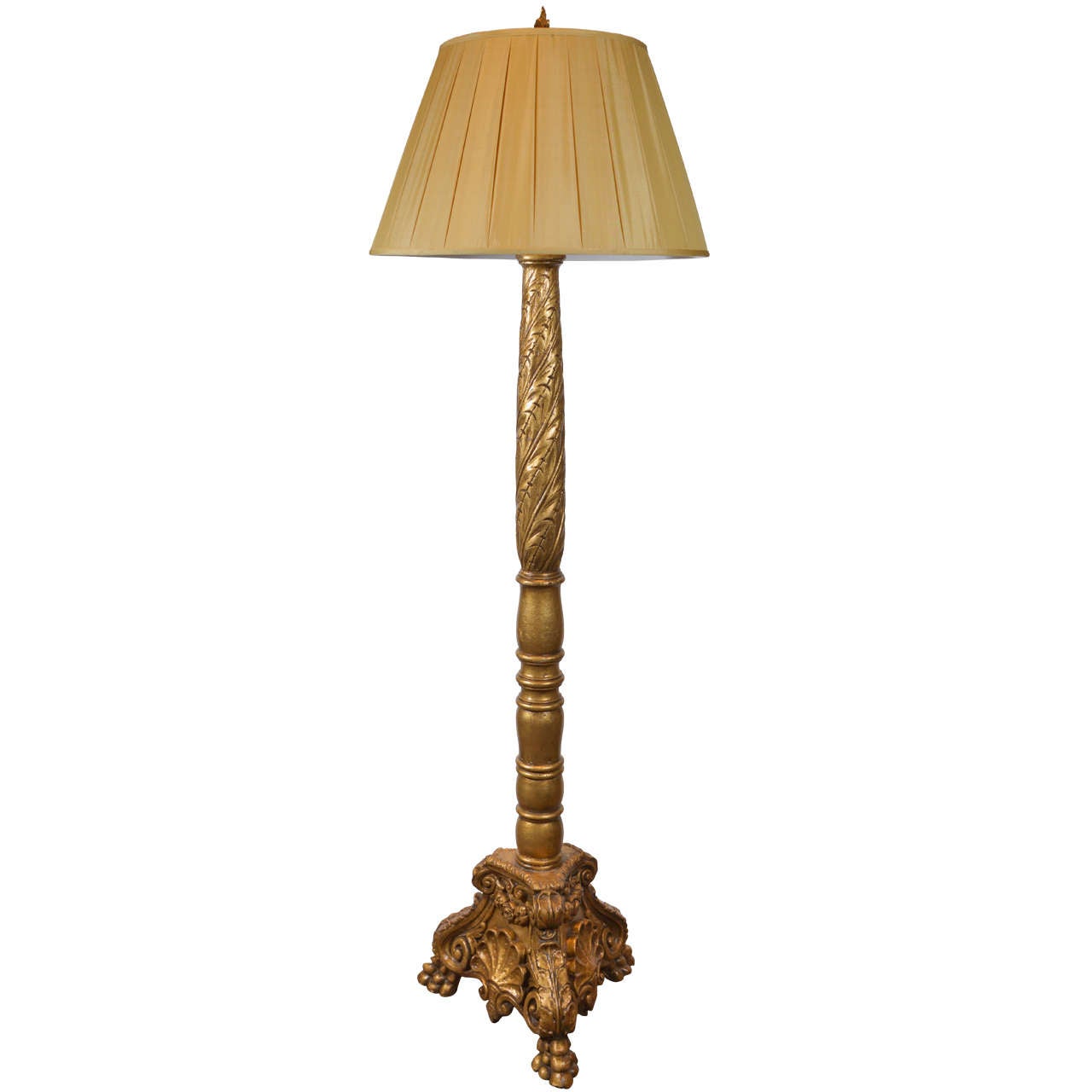 19th c Italian carved and gilt floor lamp