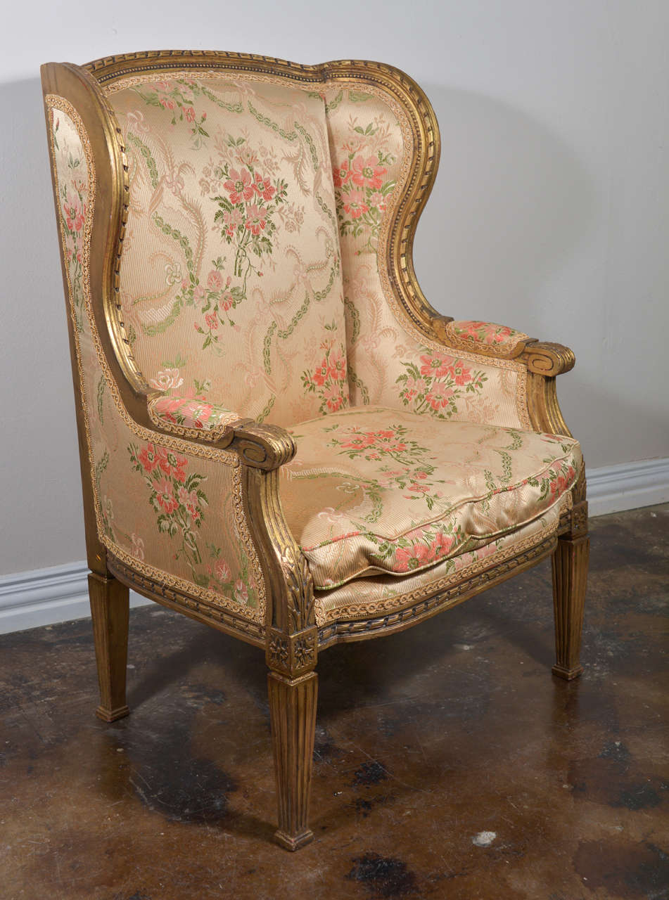 19th Century French Louis XVI Gilt Bergeres In Excellent Condition In Dallas, TX