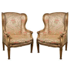 19th Century French Louis XVI Gilt Bergeres