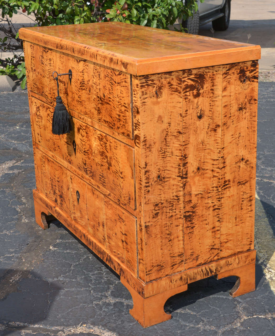 19th c Biedermeier tiger eye maple chest at 1stDibs