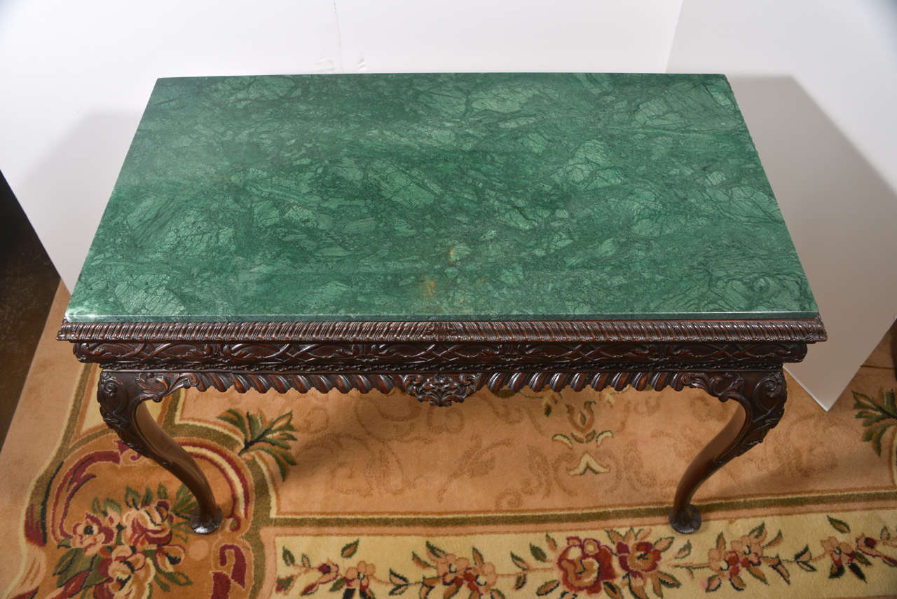 19th C Irish Mahogany Single Drawer Marble Topped Console Table at 1stDibs