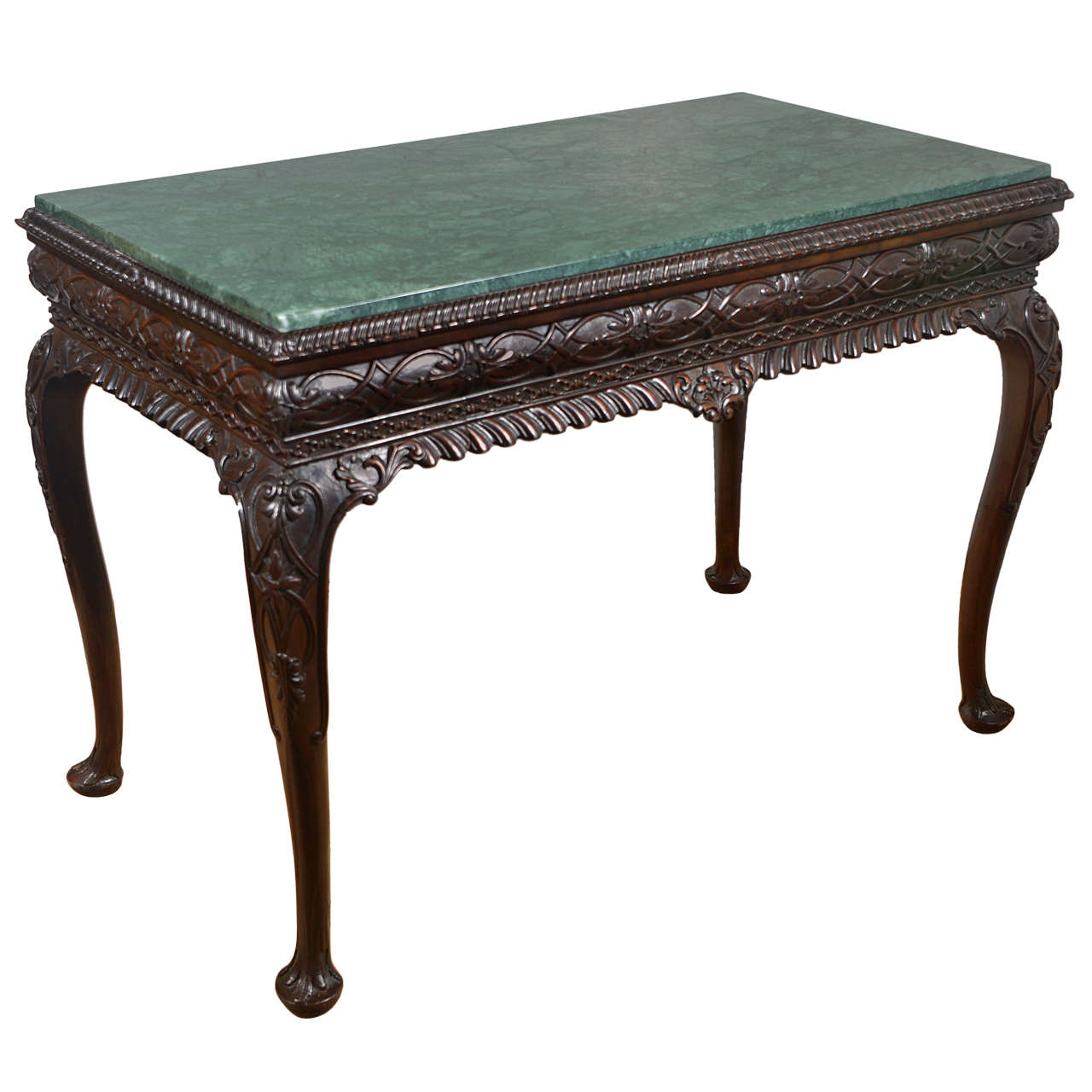 19th C Irish Mahogany Single Drawer Marble Topped Console Table at 1stDibs